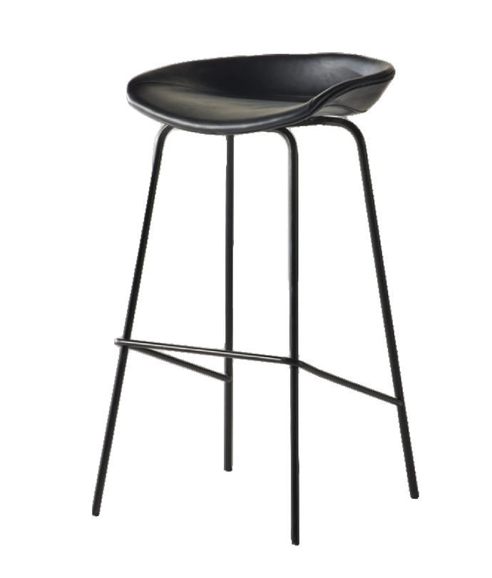 Nordic Barstool | High Stool | Saddle Leather (Black)